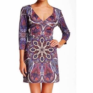 Alexia Admor Boston Proper Paisley V-Neck Scuba Mini Dress New With Tags Small